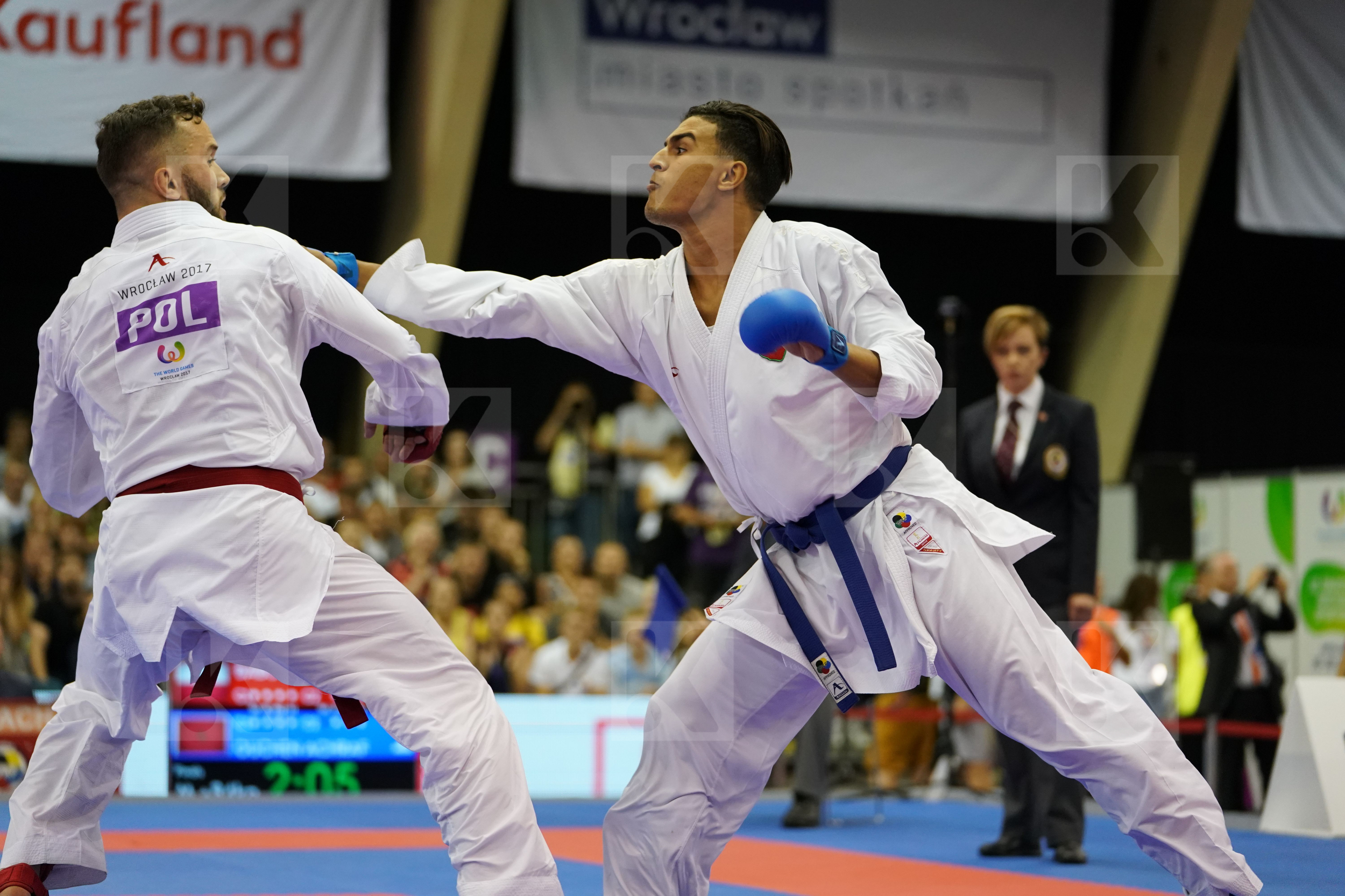 Babos Michal bronze match Male Kumite +84kg Morrocco Ouchen Achraf Poland